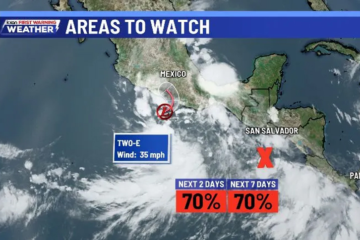 Áp thấp nhiệt đới ngoài khơi Mexico có thể mạnh lên thành bão, nguy cơ mưa lớn diện rộng Bão nhiệt đới ngoài khơi Thái Bình Dương phía Đông có thể gây mưa lớn cho Mexico